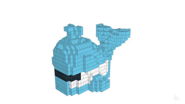 Brick model: blue whale, built in Stackable Studio