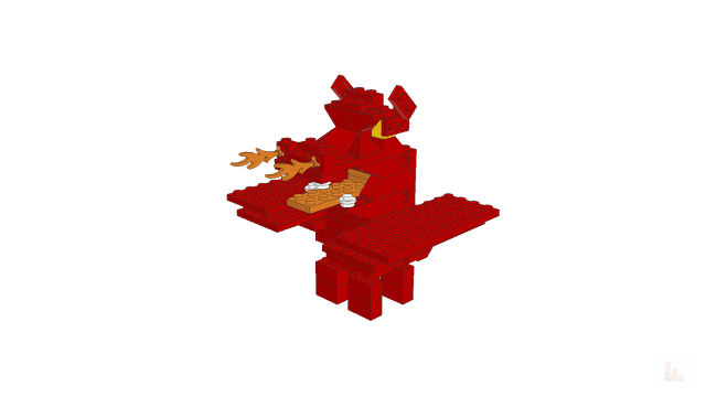 Brick model: Build a red dragon, built in Stackable Studio