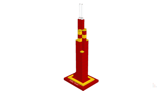 Brick model: Make it red and yellow, built in Stackable Studio