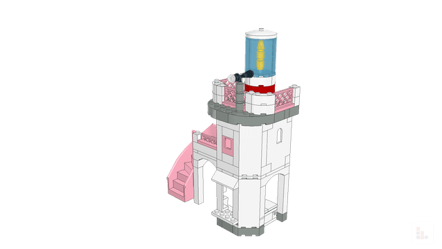 Brick model: Lighthouse on a cliff, built in Stackable Studio